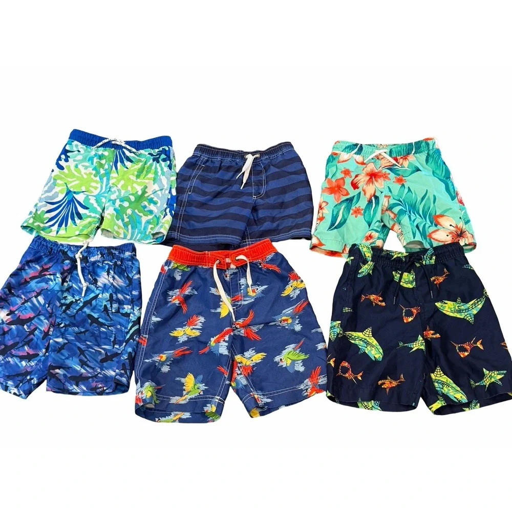 Hanna Andersson  Lands' End Boys 4-5 XS-S Swim Shorts Trunks  6 Piece Bundle Lot